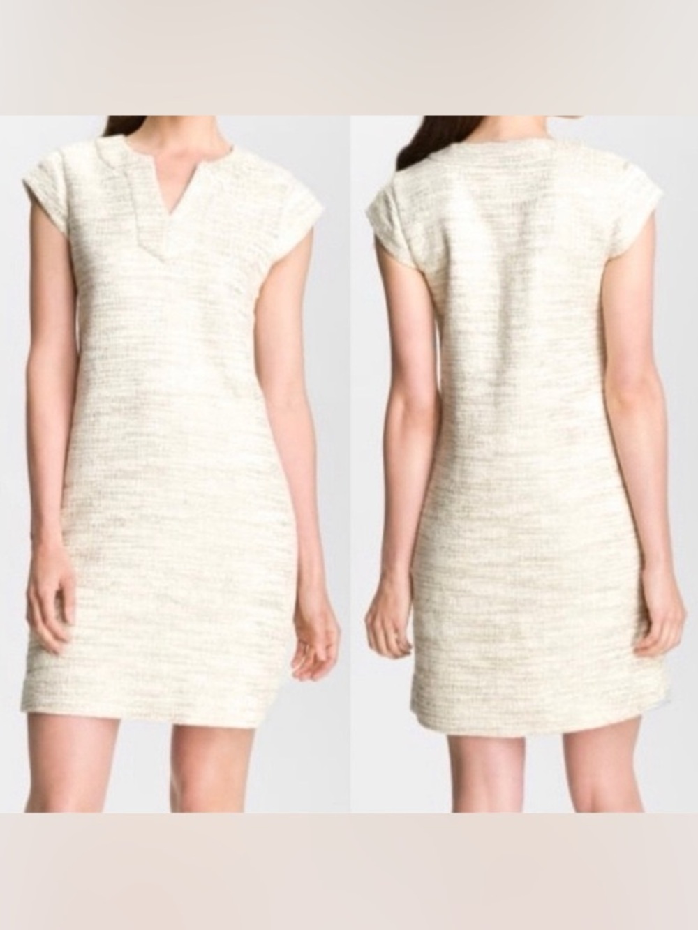 Kate Spade “Helene” gold metallic tweed brocade shift dress